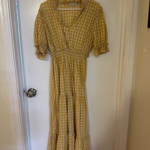 Max studio Yellow Gingham Maxi Dress